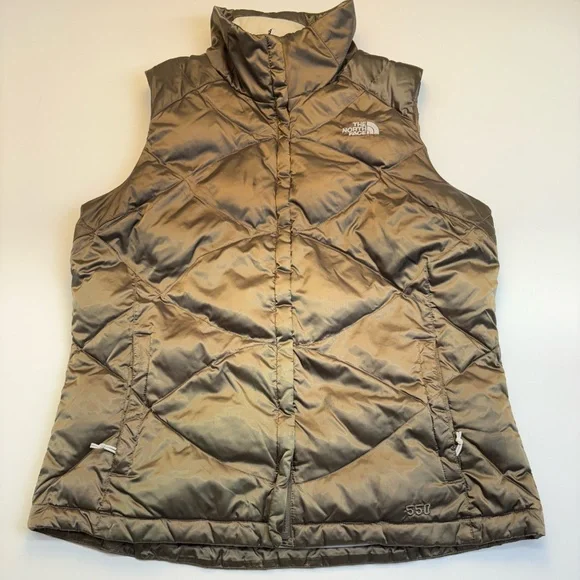 The North Face 550 Down Aconcagua Puffer Vest Womens L Brown Quilted - Picture 2 of 10